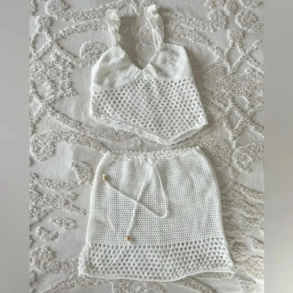 2 Piece Crocheted Tank Top and Mini Skirt - Picture 1 of 8